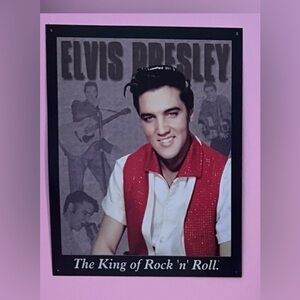 Elvis Presley Red and White Metal Wall Art 12.5X16 inches.